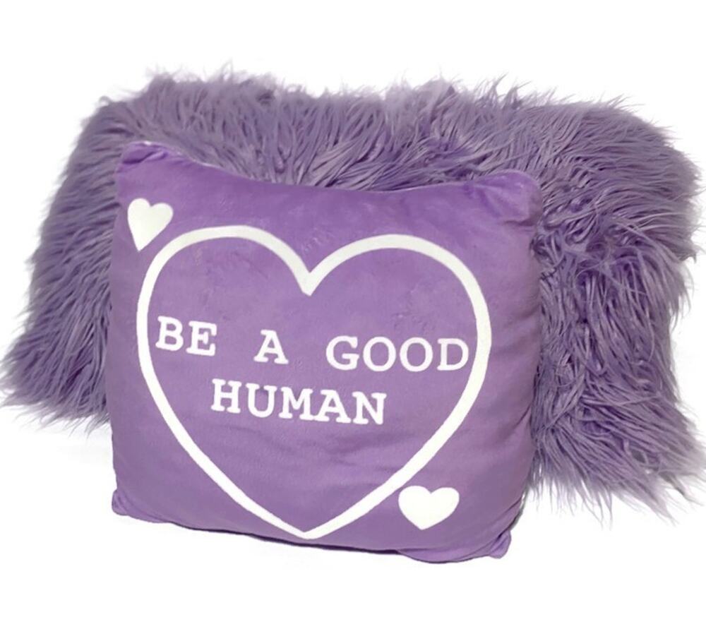 Be a Good Human Throw Pillow Purple Set of 2 - 22x12" Lumbar & 12x12" Square